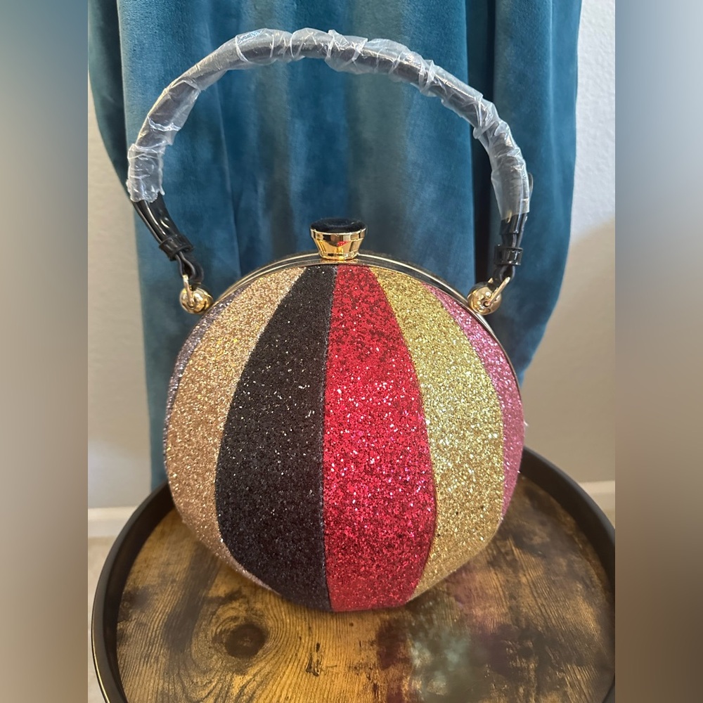 NWT Glitter Dome Top-Handle Bag w/ Crossbody Strap